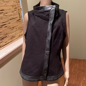 Danier Leather X Greta Constantine Collaboration Black Vest W/ Leather Trim L